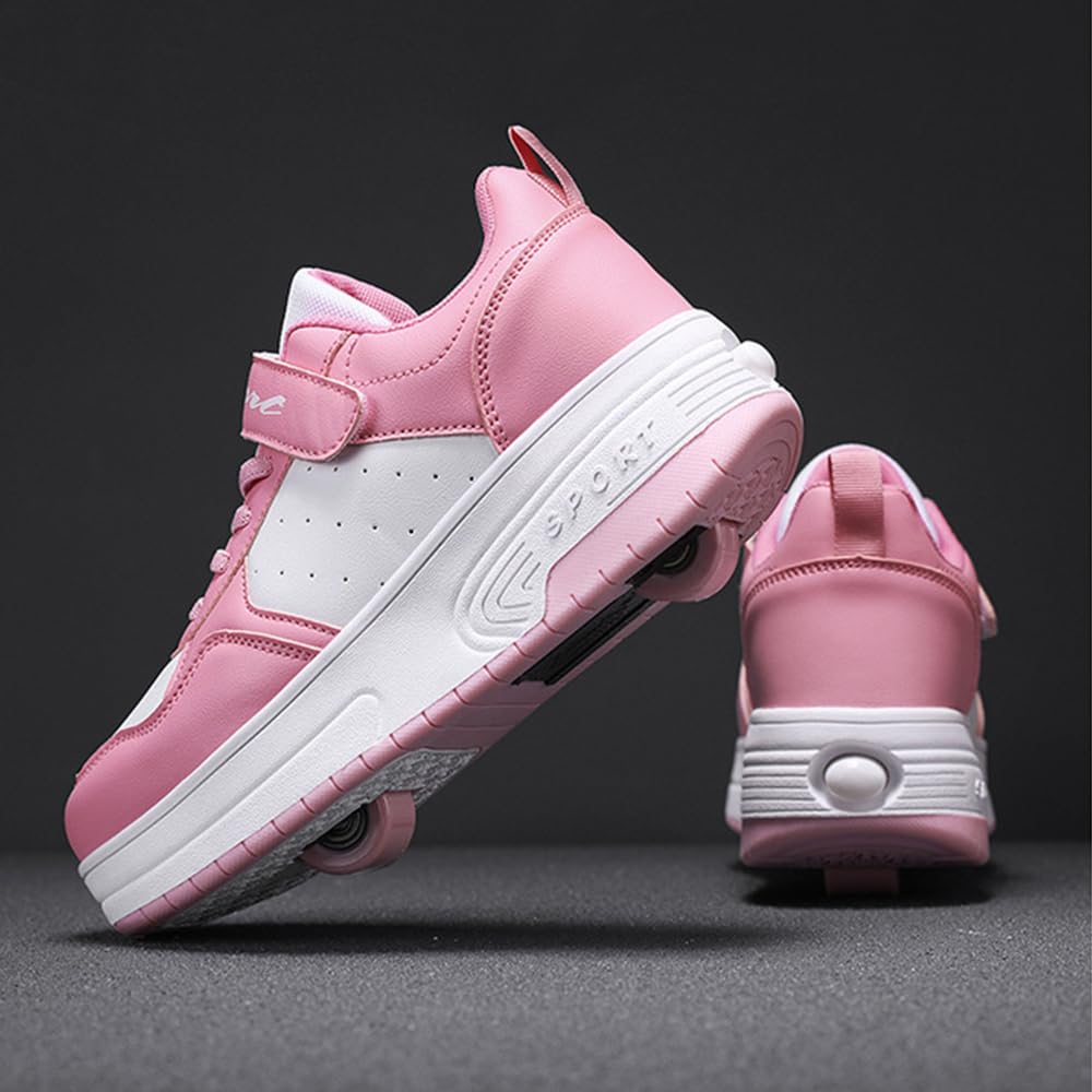 Mateju Zapatos con Ruedas para Niña y Niño Patines con 2 Ruedas, Zapatillas Deportivas al Aire Libre Retráctil, Zapatillas de Skateboarding Niñas Niños Adulto 29-40 EU