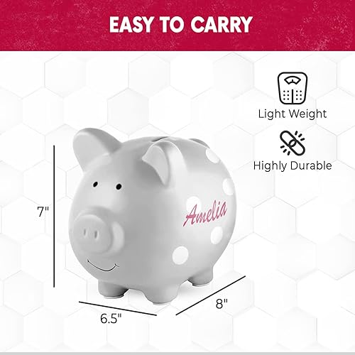 Miniatura 6 de Alcancías de cerámica personalizadas para niños, bonita olla de ahorro de monedas de tamaño perfecto con soportes de goma, caja de dinero de cerdo