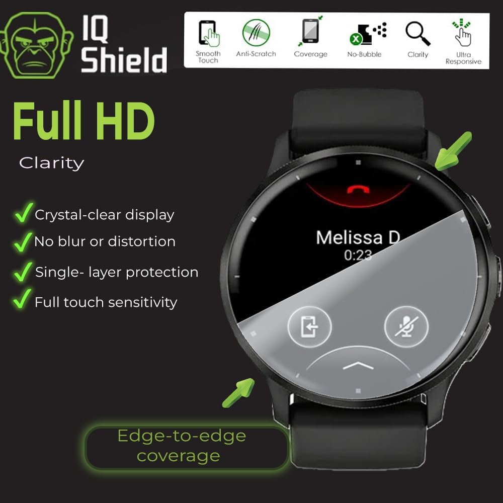 IQShield 6 Pack for Garmin Venu 3s Screen Protector 41mm - Clear TPU Film for Garmin Venu 3s 41mm Bubble-Free Installation, Full Coverage, Scratch-Resistant, HD Clarity for Ultimate Protection