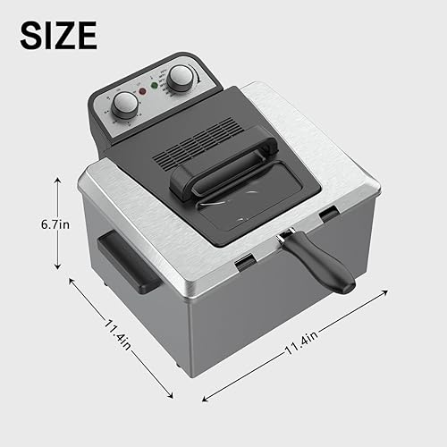 Miniatura 6 de Vexon Electirc Freidora de 5 litros21 tazas, freidora con cestas para uso doméstico, 1800 vatios, temperatura ajustable, ventana de visión (una