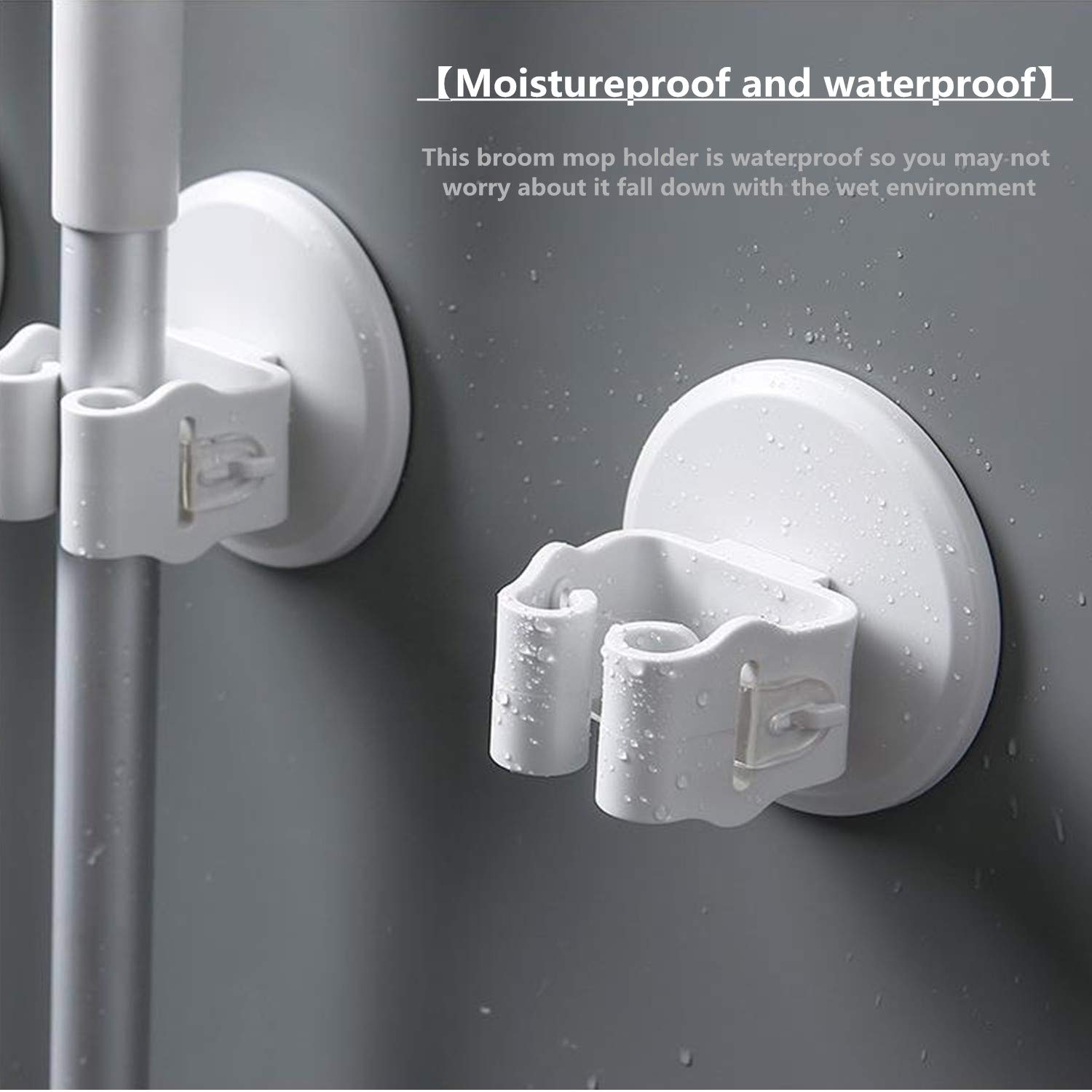 Portascope e Portaspazzole Muro Montato, Robusto Strumento Rack di Stoccaggio Salvaspazio per Cucina, Plastica ABS - 3 Pezzi - Bianco