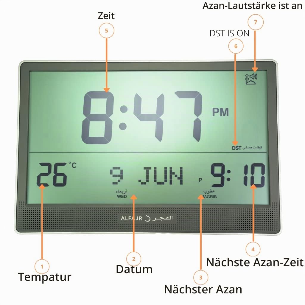 ALFAJR WANDUHR MAXIFORMAT MIT 15" Display