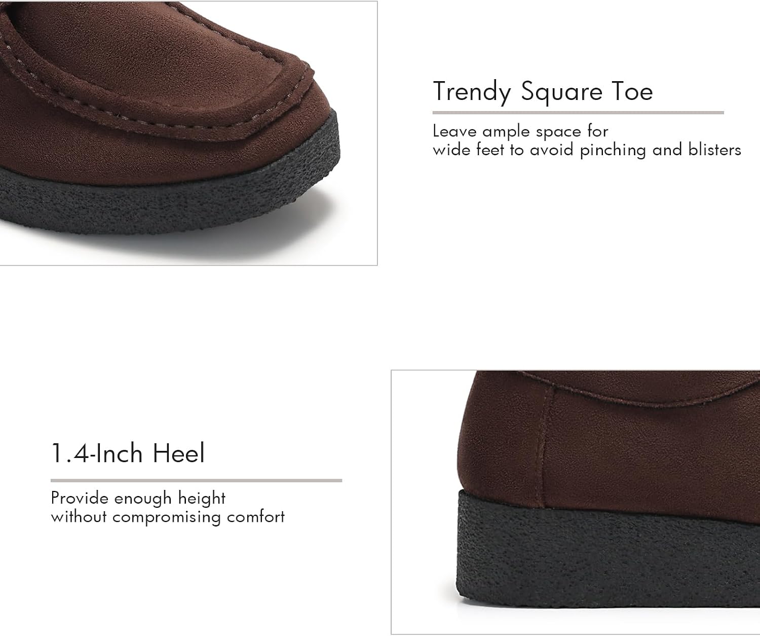 Coutgo Loafers for Women Slip On Square Toe Platform Oxfords Dress Shoes