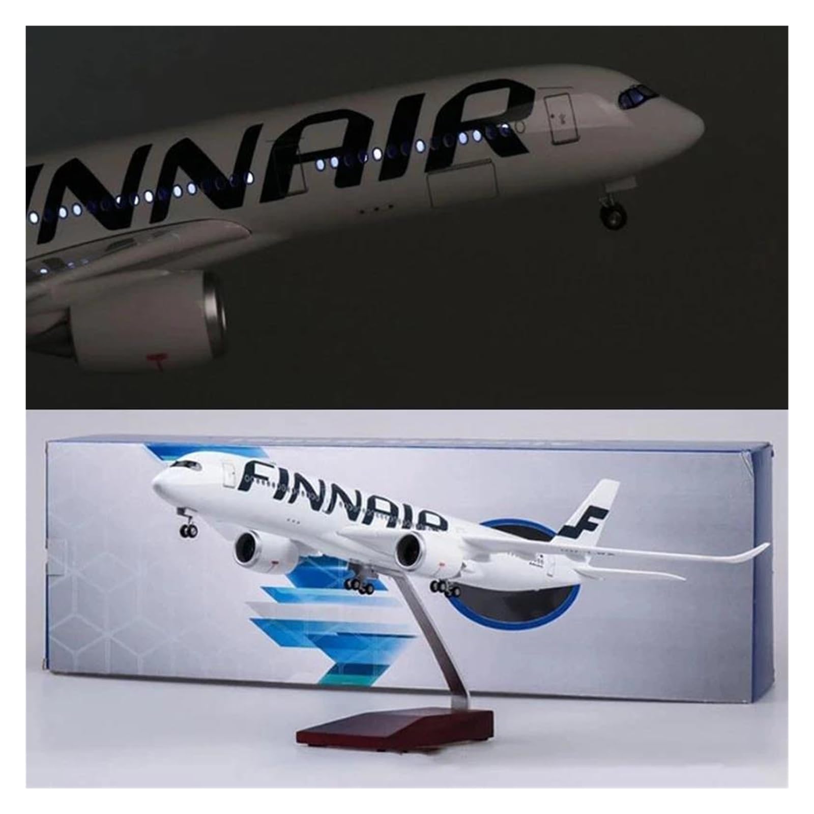 Odlewane zabawki samolotowe w skali 1:142 dla Airbusa A350 fiński model samolotu maszyna do odlewania ciśnieniowego dekoracja pamiątkowa zebrane modele samolotów do kolekcji (ze światłem)