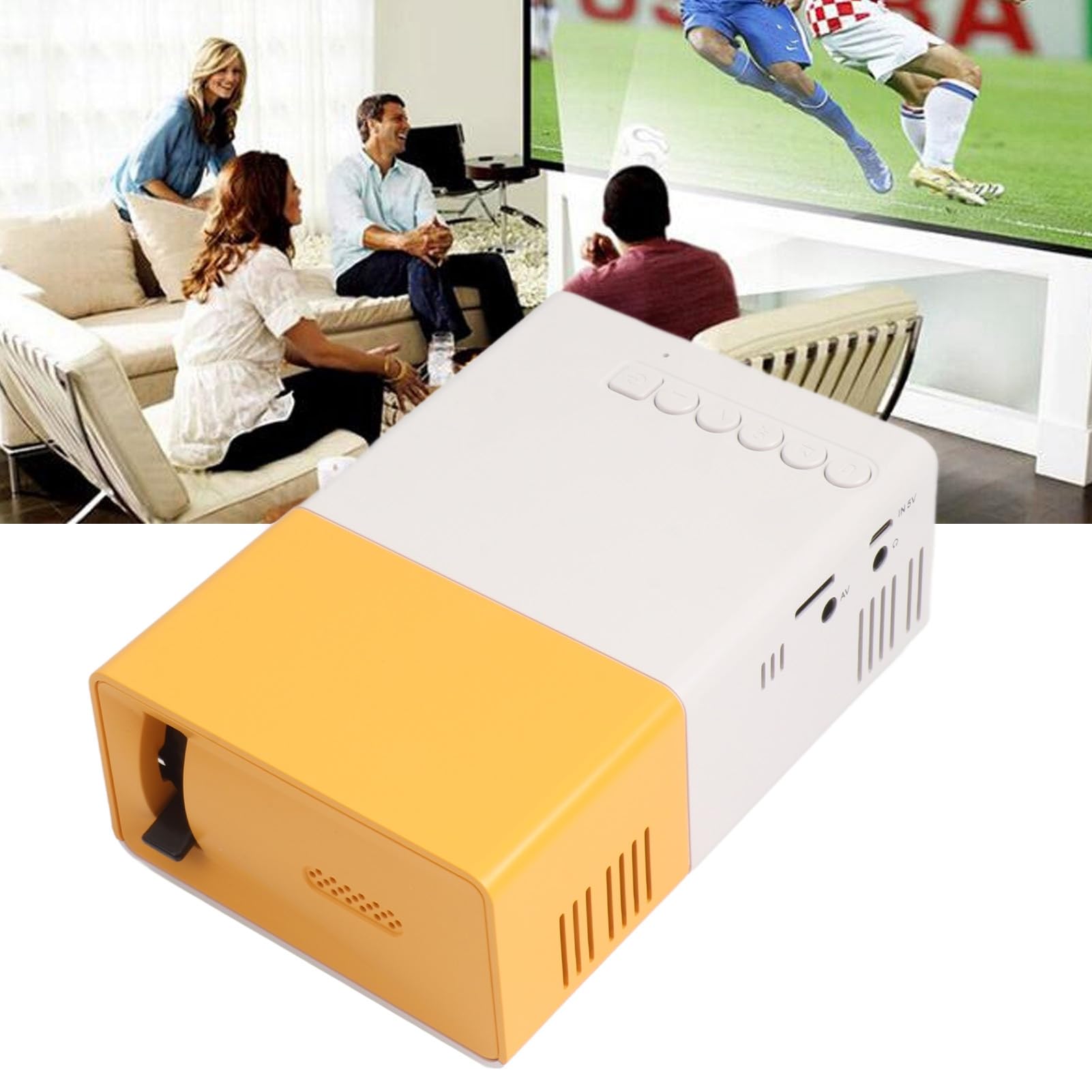 Sxhlseller Mini Projecteur Portable de Résolution 1920x1080 avec Interface Riche, Petit et Portable, et écran Géant de 24 à 60 Pouces, Source de Lumière LED pour Film de Cinéma en Plein