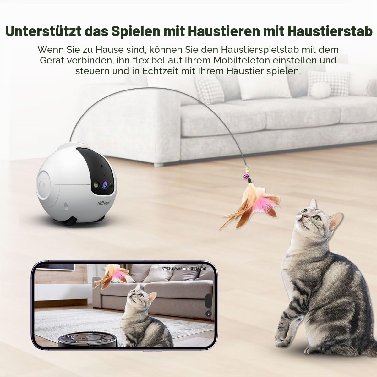 OBA Roboterkamera AI 360 Grad für Haustiere: Kippschutz 4 MP QHD, Akku 10000 mAh DH013 Rec MicroSD