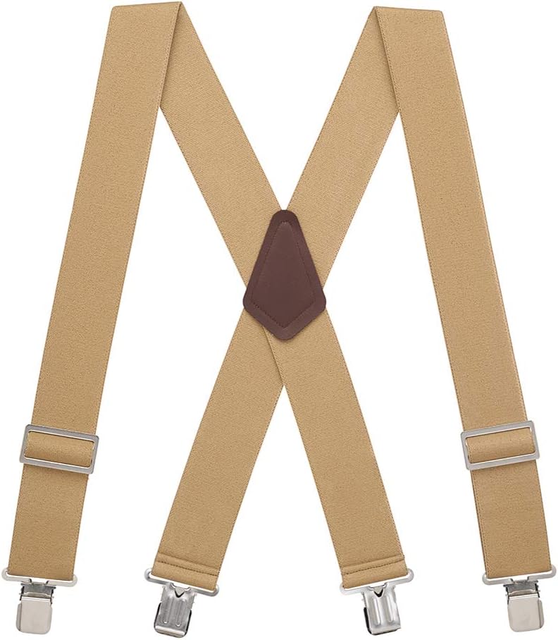 Suspender Store 2-Inch Wide Low-Stretch Logger Suspenders - Strong Gator Clip - 5 Colors & 4 Sizes Including Big & Tall
