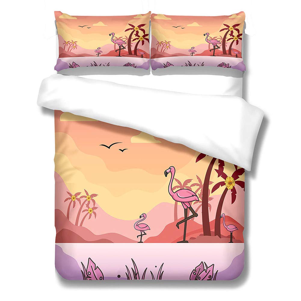 Housse de couette 260x220cm anti-plis pour grand lit style jungle tropicale