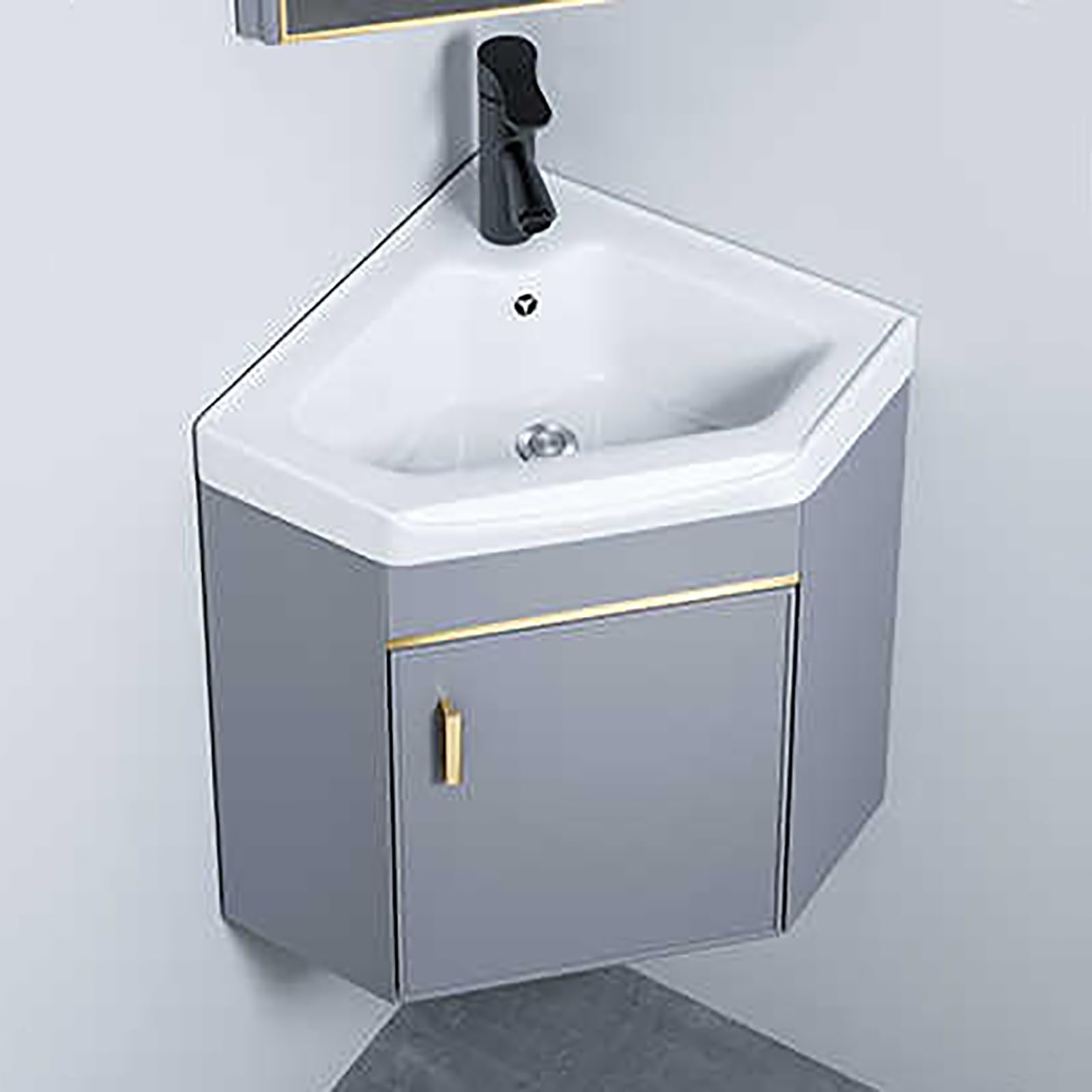 GLJTUO Modern Wall Mounted Corner Bathroom Vanity Cabinet with Sink Utility Washing Hand Basin Design Laundry Tub Sink Combo with Faucet and Drain for Home Kitchen 15in Small Si,One Color-48cm/18.9in