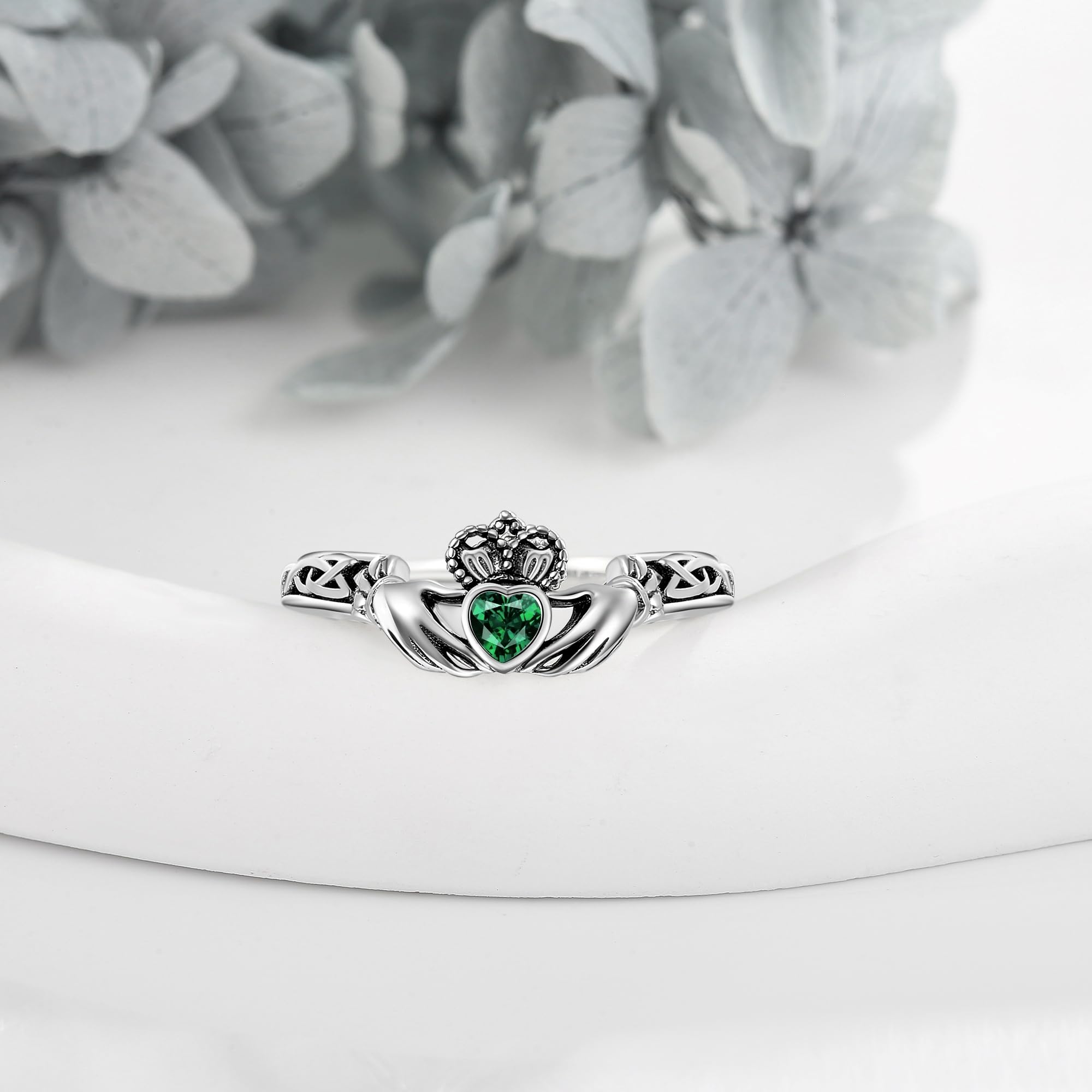 Claddagh Ringe 925 Sterling Silber Claddagh Irischer Muttertag Schmuck Muttertag Schmuck Weihnachten Geschenk für Frauen Mama Damen Size7/8
