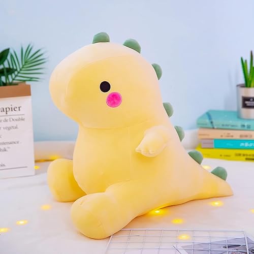 Miniatura 2 de Bentex Bonitos juguetes de peluche de dinosaurio, súper suaves y esponjosos, peluche de dinosaurio grande Kawaii para niños y niñas (amarillo, 13