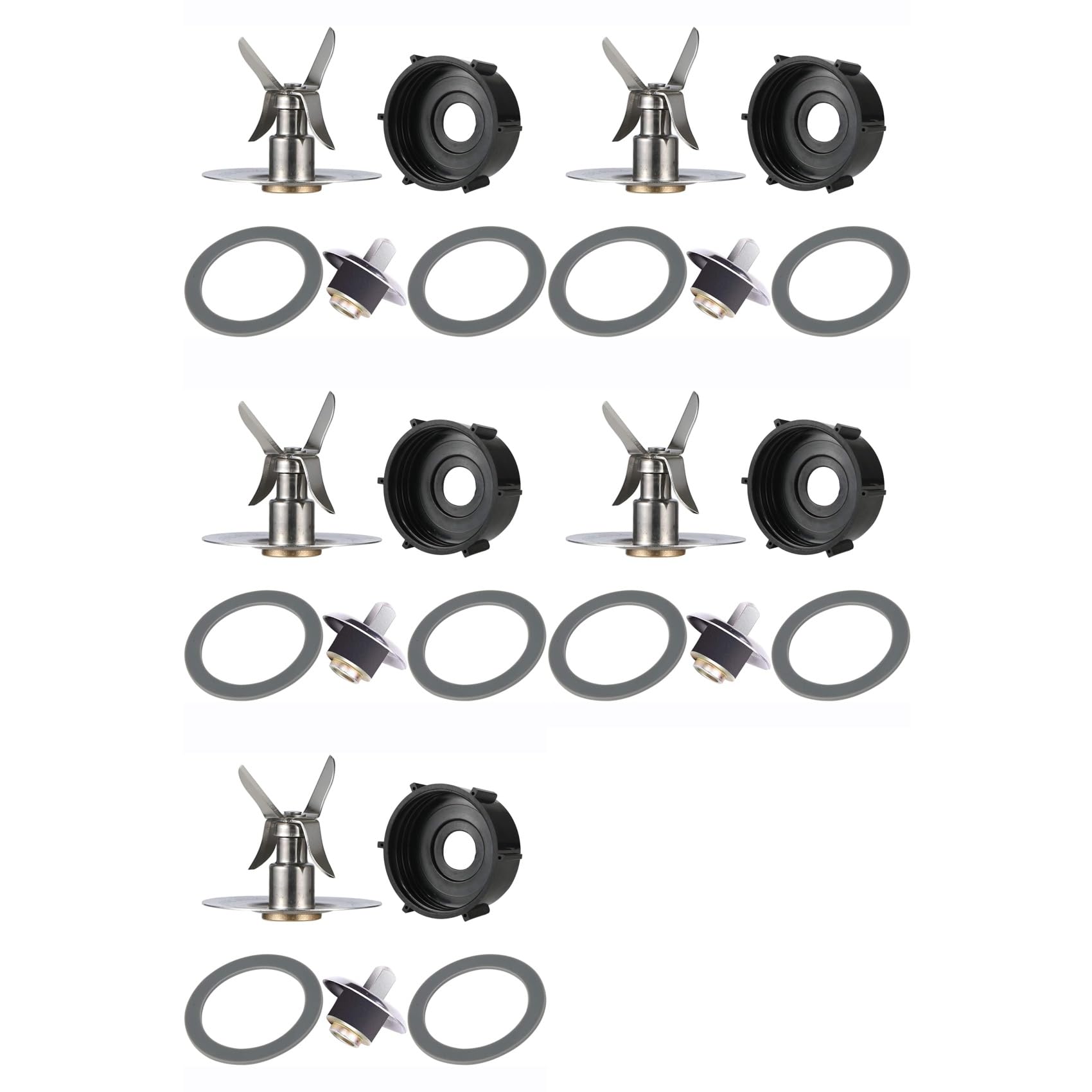 Hndhbfgrt Replacement Part for Blender 5Pcs Blade & 5Pcs Blender Jar Base & 10 Pcs Gasket Seals & 5Pcs Square Drive