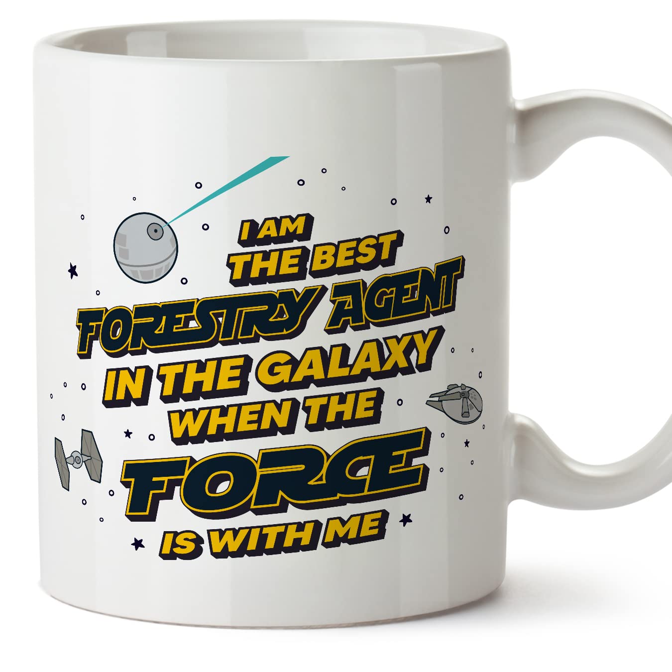 MUGFFINS Forestry Agent Mug - in English - Best in The Galaxy The Force is with Me - Funny Gift for Colleagues - Ceramic 11oz Mug