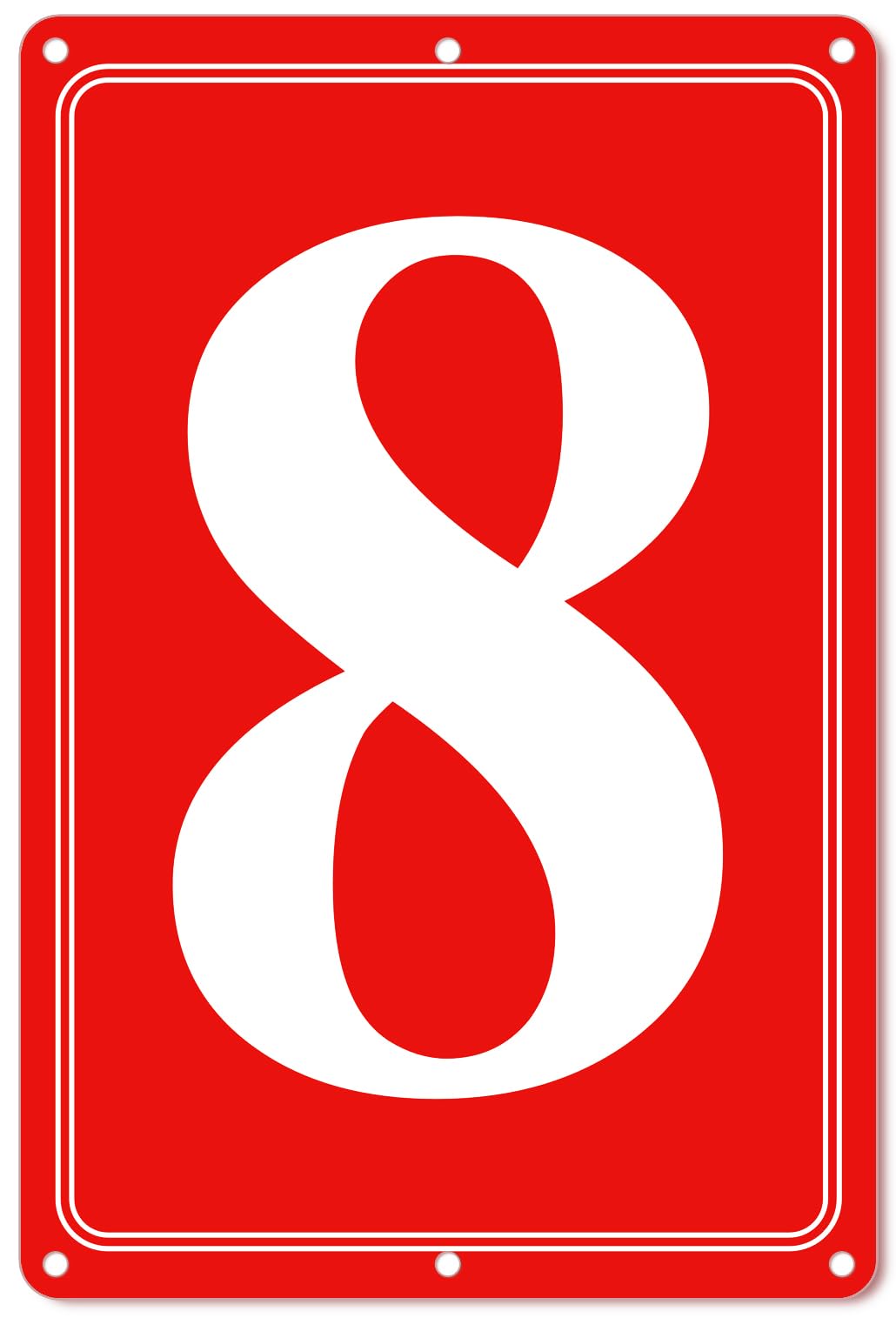 i-CowFun Premium Aluminum Number Signs 8, Metal 12" X 8" Red Numbered Signs Outdoor for Parking Lots, Floor, Dock, Court, Aisle, Field, High