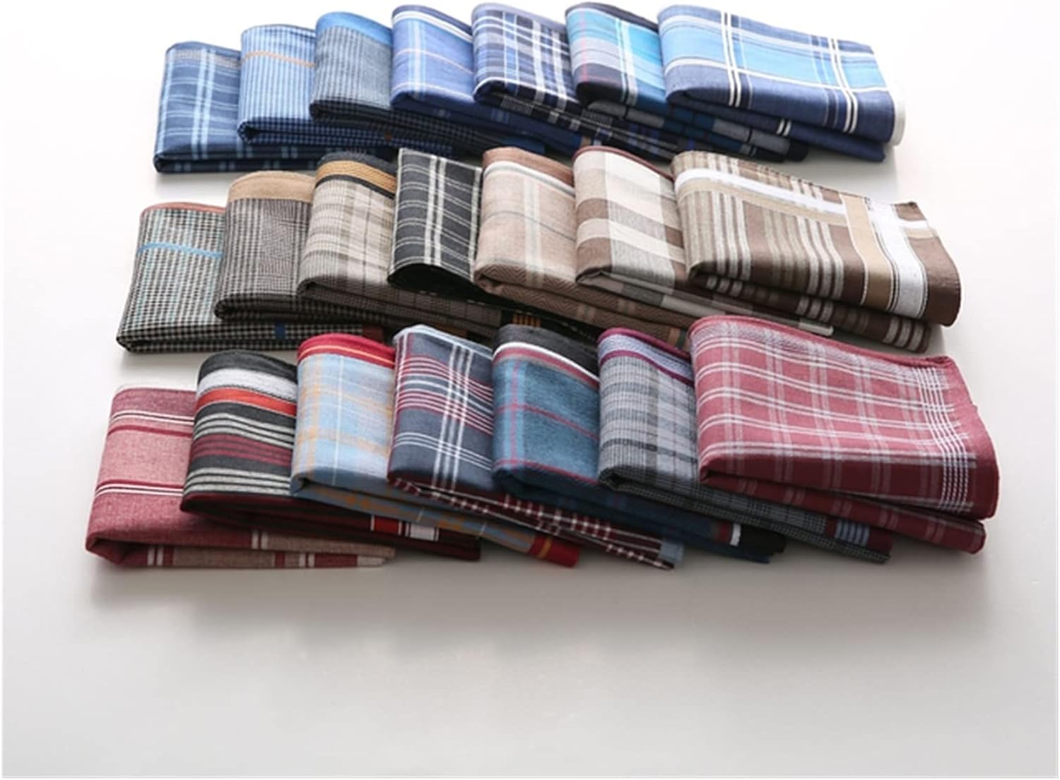 12Pcs/lot Square Plaid Stripe Handkerchiefs Men Classic Vintage Pocket Pocket Cotton Towel 43 * 43cm (D 1)