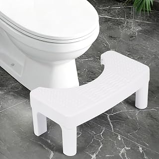 Resze Toilet Stool for Adults,6.8" Squatting Potty,Toilet Stool Squat Adult | Non-Slip Bathroom Stool, Poop Stool For Bathroom,Portable Foot Rest For Travel, Adults, Seniors, Kids, Lightweight,White