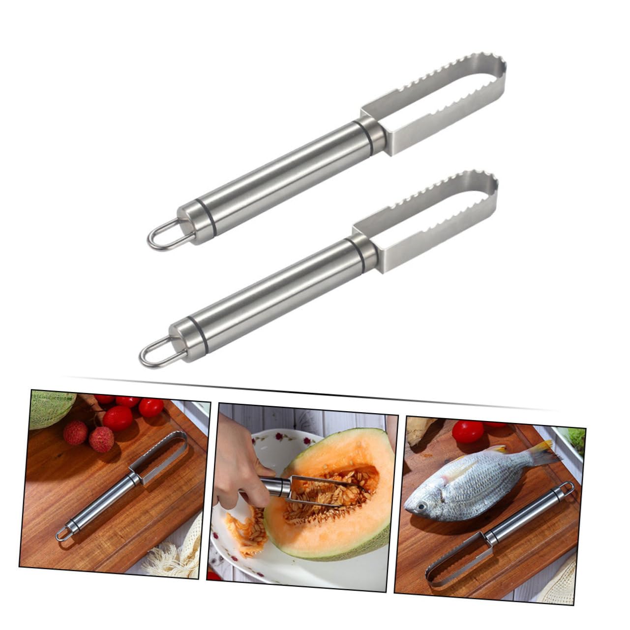 2pcs Fish Scale Planer Fish Skin Cleaning Supplies Kitchen Gadgets Effctive Scale Shavera for Kitchen Fish Scale Removers Stainless Steel Fish Shavera Fish Scalers