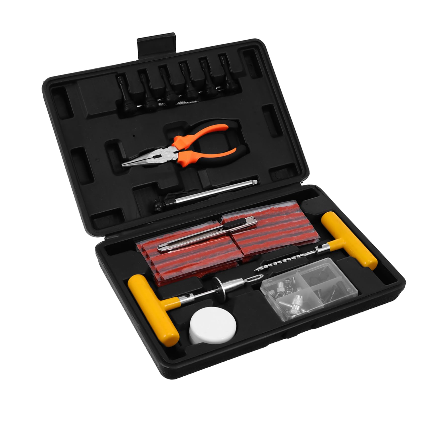 GLEAVI Kit de Reparación de Neumáticos para Coche, 100 Piezas, Portátil y Ligero, de Acero y Goma, para Reparación de Coche Momento