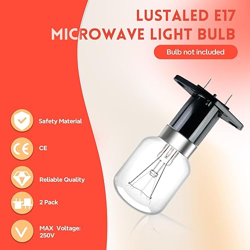 Miniatura 2 de Enchufe de luz para microondas, MAX 75 W 250 V E17 bombilla de microondas de repuesto para bombilla universal de microondas, 2 unidades