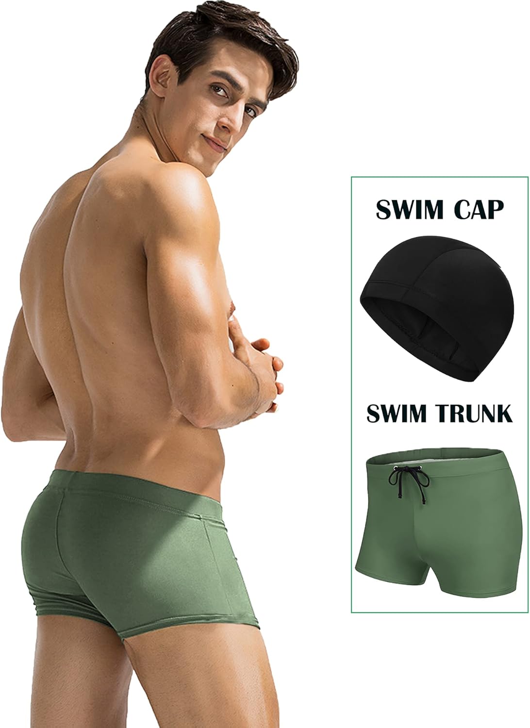 COOFANDY Swim Trunks for Men Sexy Swim Brief Square Leg Swimsuit Swimming Short Bathing Suit with Pocket S-XXL - Image 3