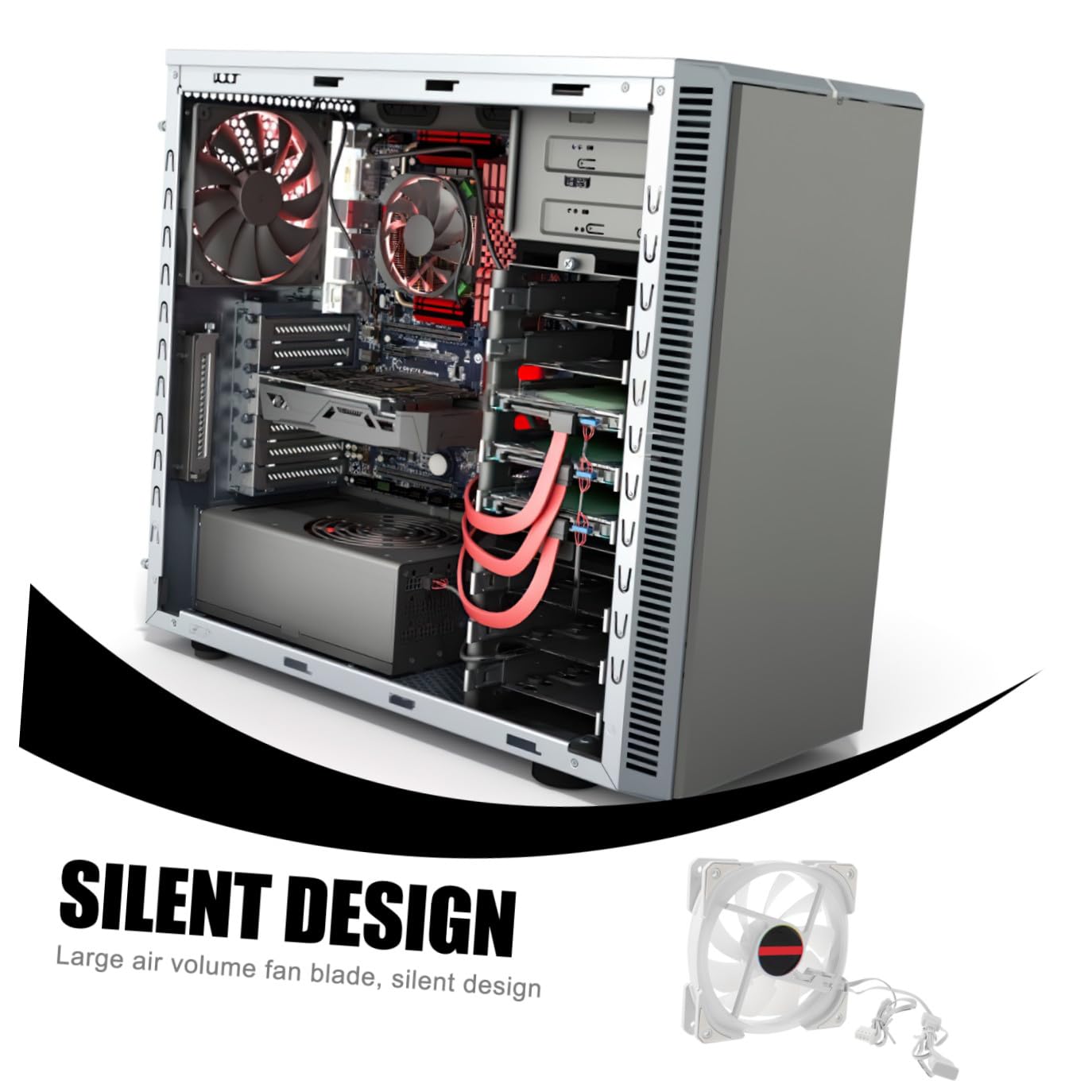 Ventilador de Refrigeración de CPU Silencioso 12cm Abs Blanco | Decoracion Verano, Ventilador de Ordenador Rgb, Luz Doble Cara, Gran Caudal