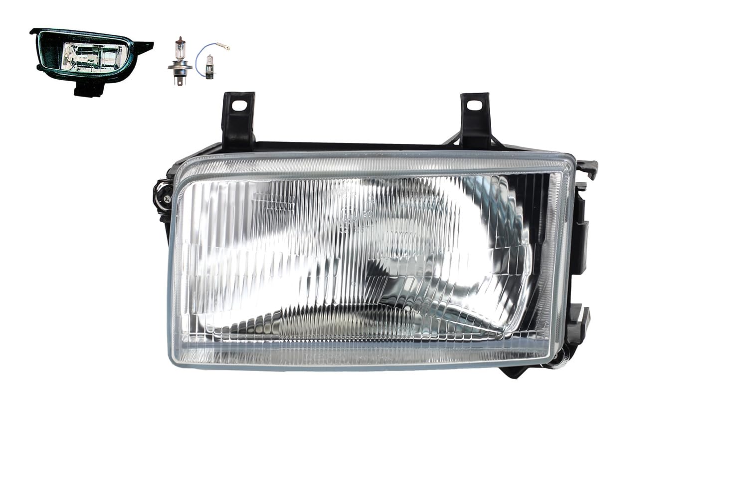 Johns, Faros delanteros halógenos aptos para VW Transporter T4 09/90-04/2003 H4 izquierda + faros antiniebla + bombilla