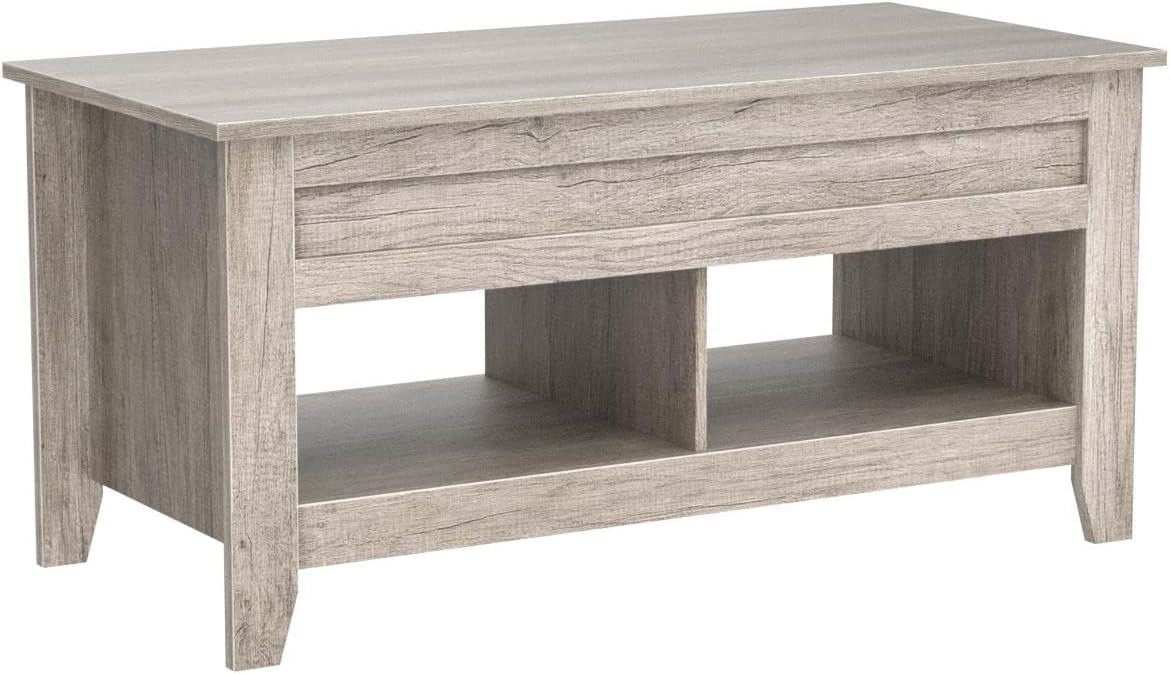 Yaheetech Lift Top Coffee Table with Hidden Storage Compartment & Lower Shelf, Lift Tabletop Farmhouse Table for Living Room Office Reception, 47.5in L, Gray