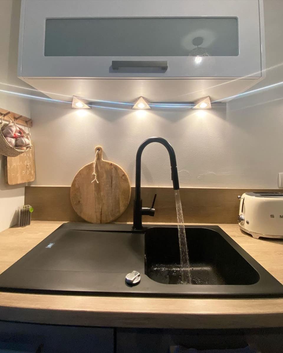 Essebagno 9012171 Zlewozmywak dwustronny, czarna żywica, 1 zbiornik