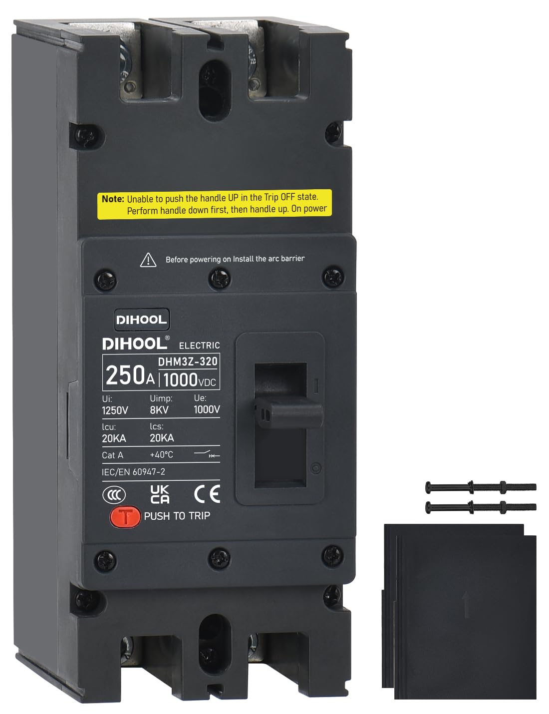 DIHOOL DC 1000V Circuit Breaker 250A mccb 2P Fuse for dc battery