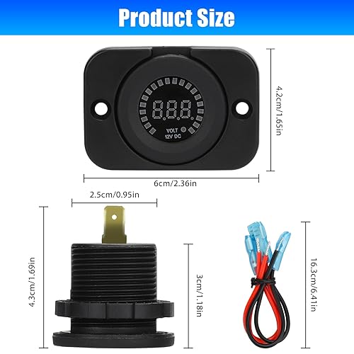 Miniatura 6 de Linkstyle Medidor de batería de 12 V, medidor de voltímetro impermeable de 12 V, medidor de voltaje de pantalla digital para motocicleta de