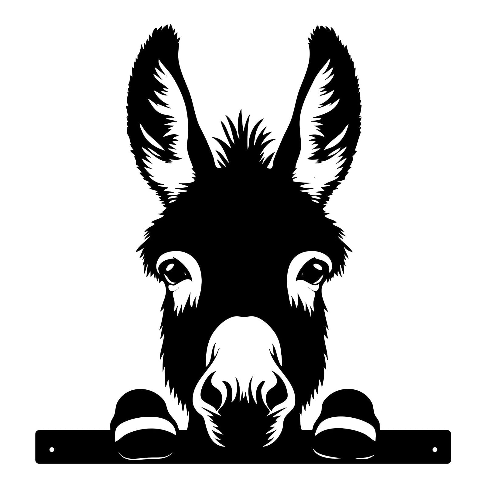 Primus Home & Garden Black Primus Peeking Farmyard Donkey Metal Silhouette Garden Fence Topper Decoration
