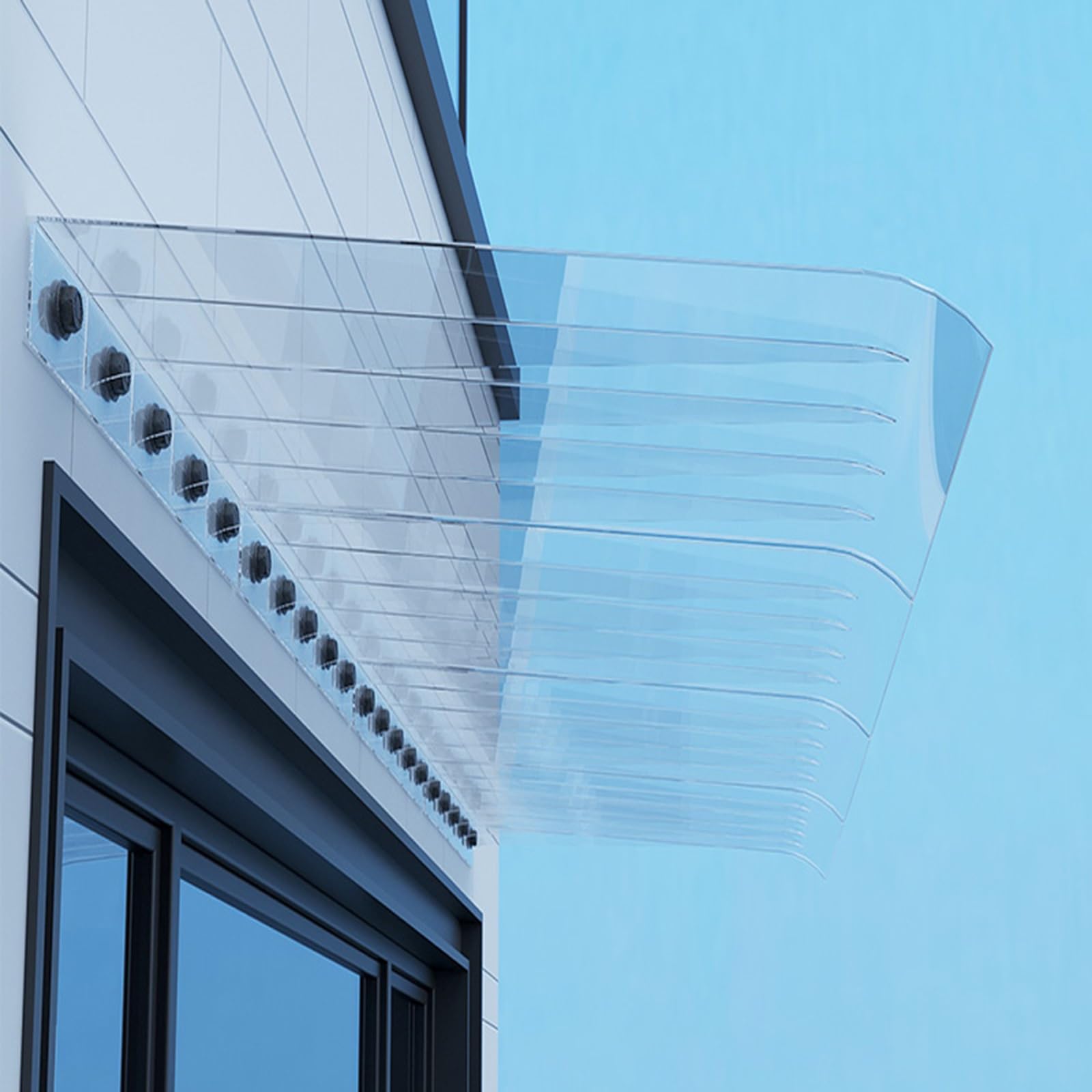 CZYZMDD Transparent Polycarbonate Door Canopy 4001500mm White Awning for Front Outdoor Protection 35x50x5cm Stylish Shelter Windows and Entrances