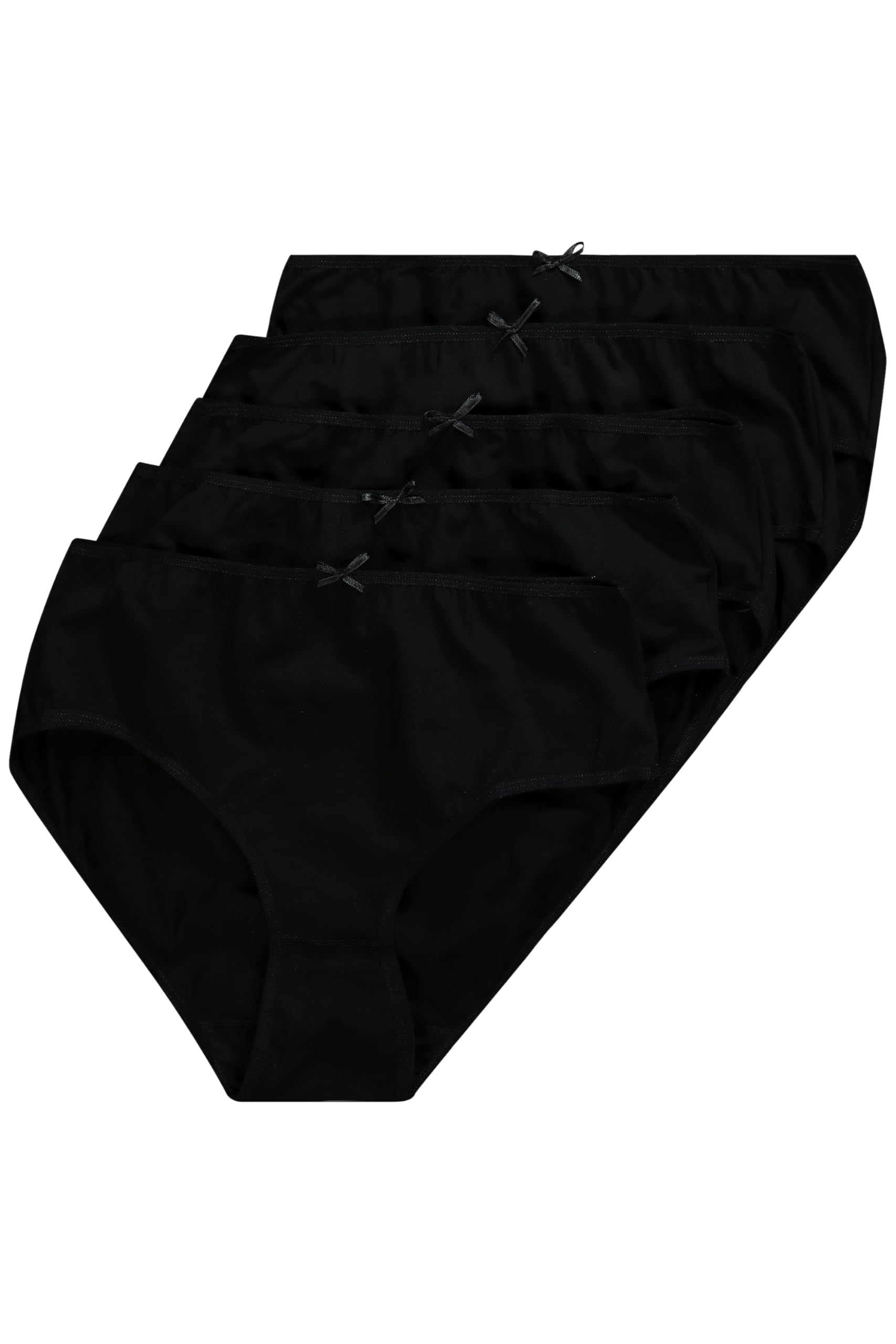 Ulla Popken Womenswear Plus Size Curvy Oversize 5-Pack Basic Mid-Rise Panties Black 54+ 710201 10-54+