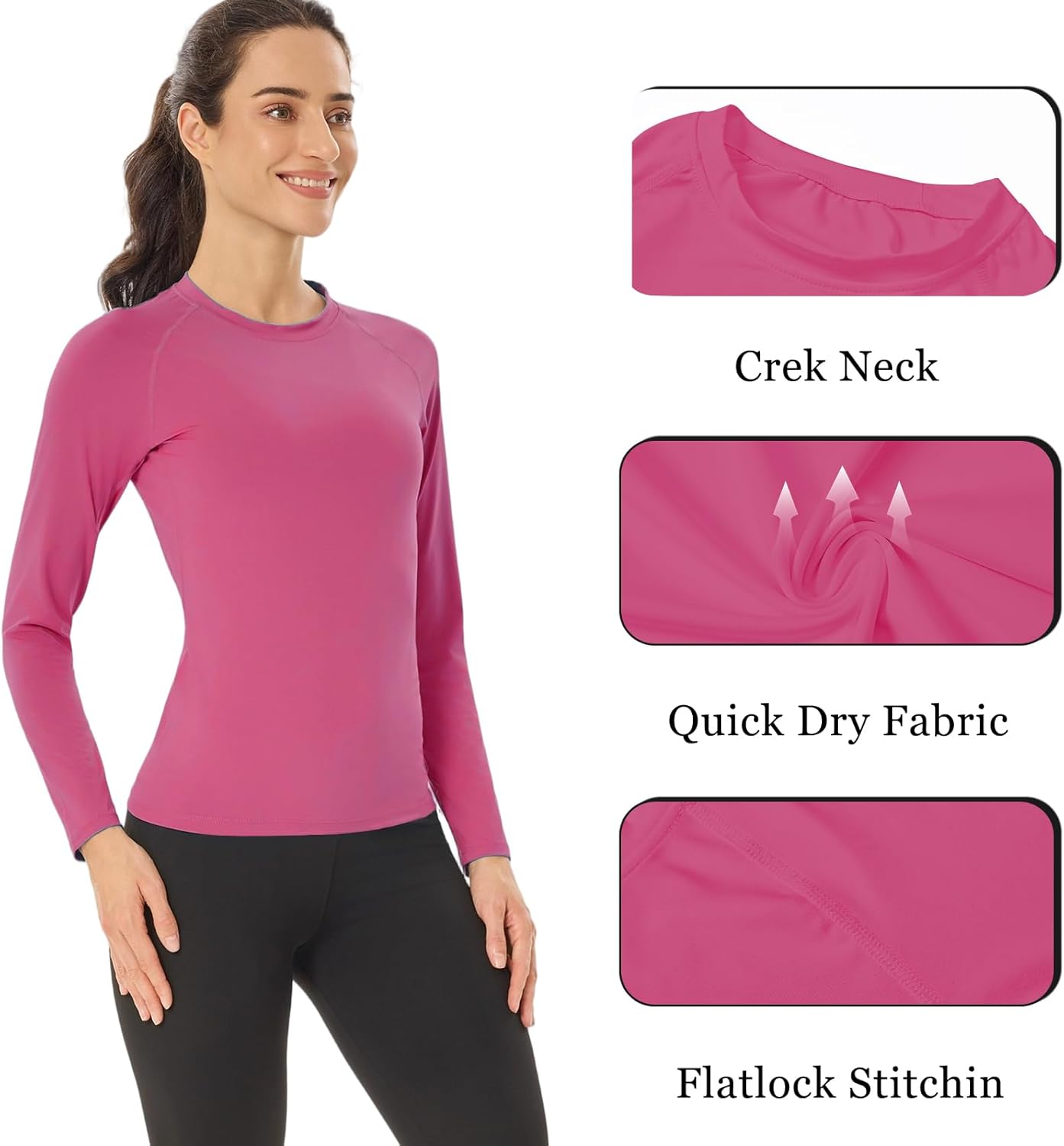 HYCOPROT 4 Pack Women's Compression Shirt Long Sleeve Workout Tops Quick Dry Baselayer Athletic T Shirt Gym Yoga Running
