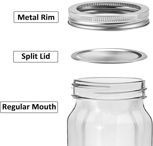 Miniatura 3 de KAMOTA Tarros de masón, tarros octogonales de 16 onzas con tapas y bandas regulares, ideales para mermelada, miel, recuerdos de boda, regalos de