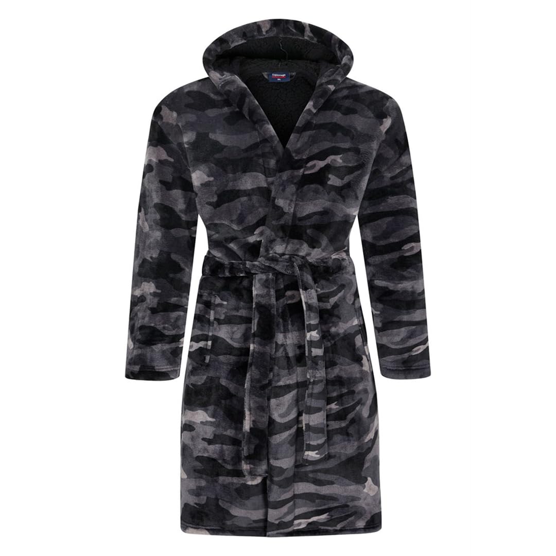 Espionage Men's Grey Camo Fleece Gown For In Black/, 2XL
