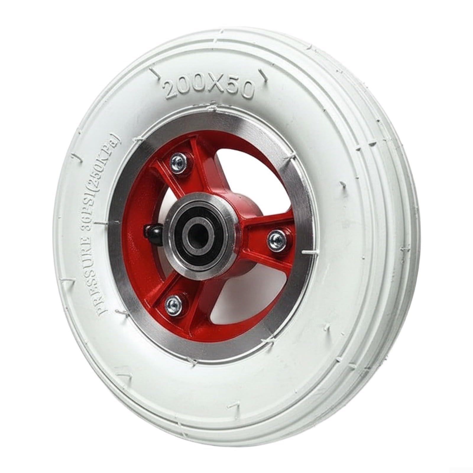 AIKEOU 8-inch Electric Wheelchair Front Wheel Pneumatic Tire 200x50 with Inner Tube and Rim for Smooth Indoor Outdoor Ride Comfortable Inflatable Scooter Wheel Assembly,red 8mm