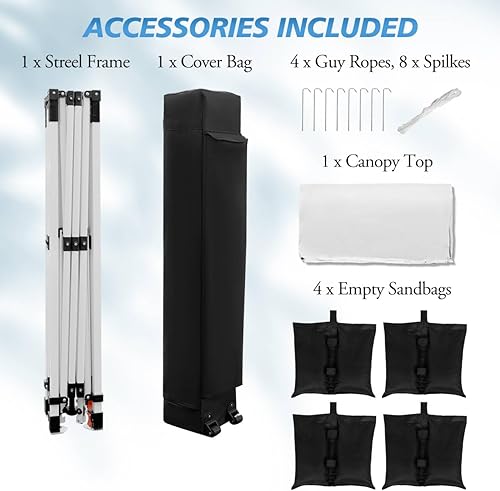 Miniatura 6 de WEIZE Tienda de campaña desplegable de 10 x 10 pies, configuración a presión de 1 botón, refugio portátil instantáneo, altura ajustable, bolsa con