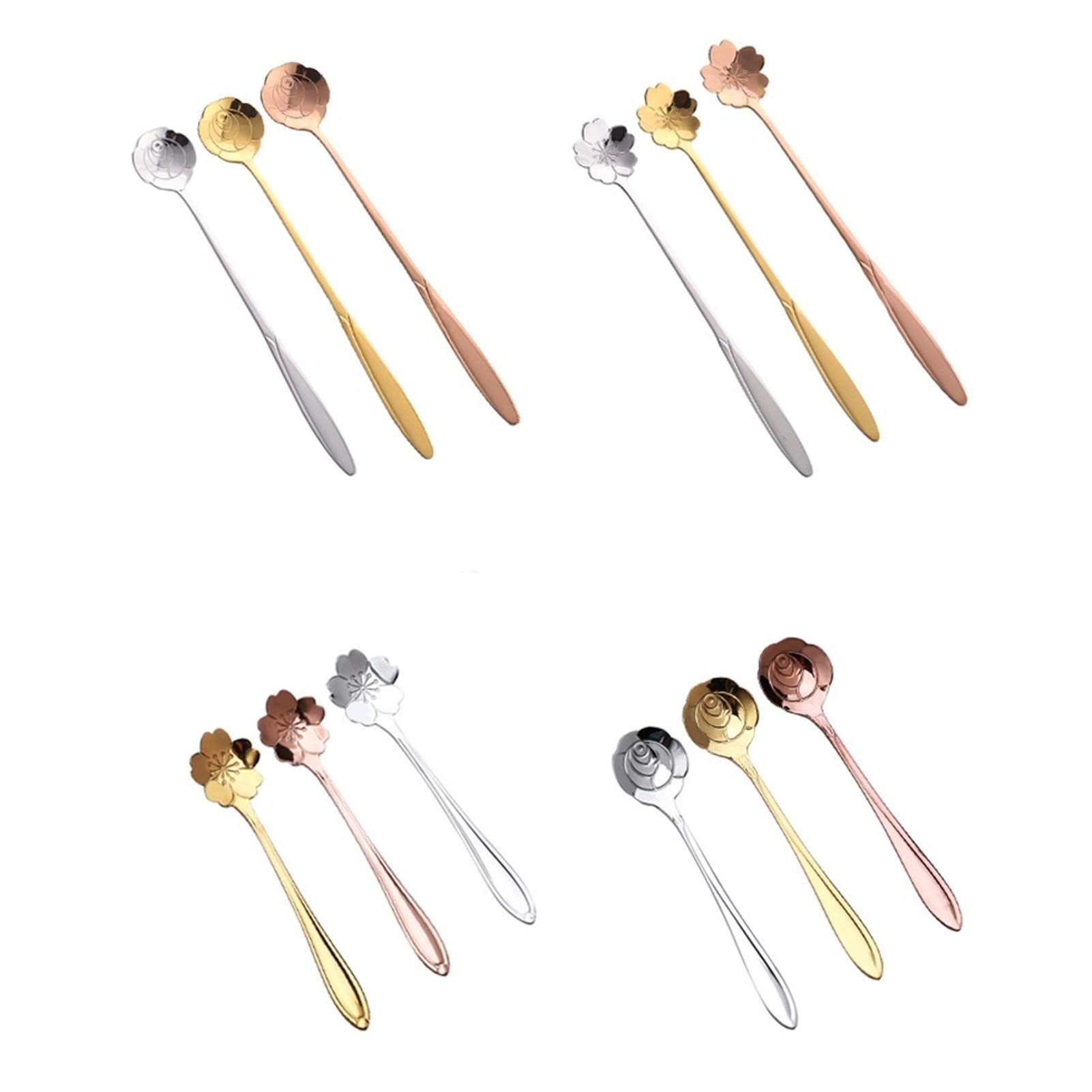 Cucharas de Postre Acero inoxidable creativo, té de leche, varilla de agitación de café, mango largo, cuchara de cerezo, cuchara de helado, cuchara de postre, cuchara de agitación ​Cucharas de Cóctel