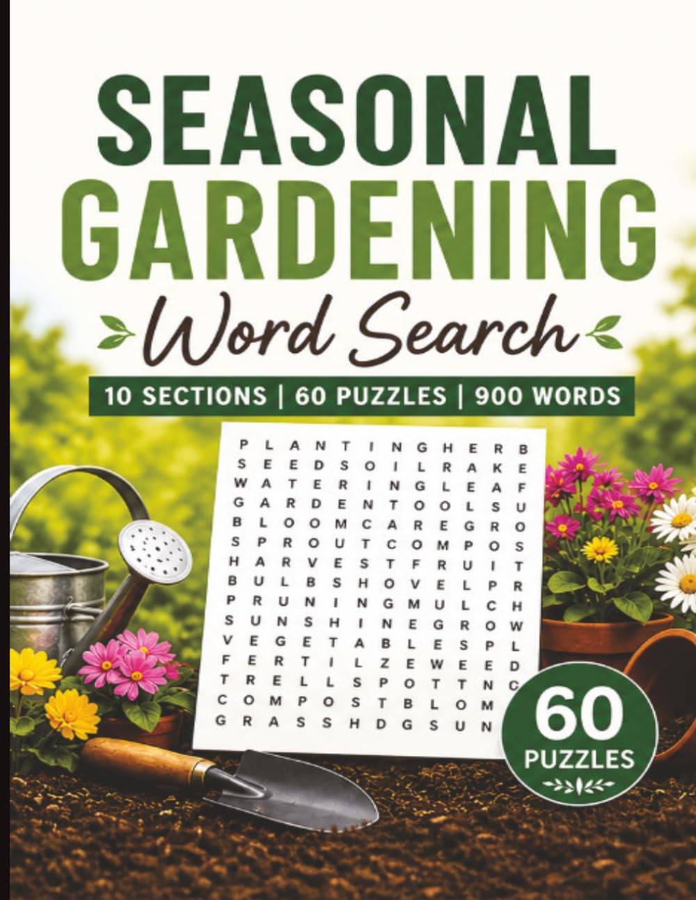 Seasonal Gardening Word Search: Relaxing Puzzles for All Seasons – 60 Word Search Challenges with 900 Gardening-Themed Words