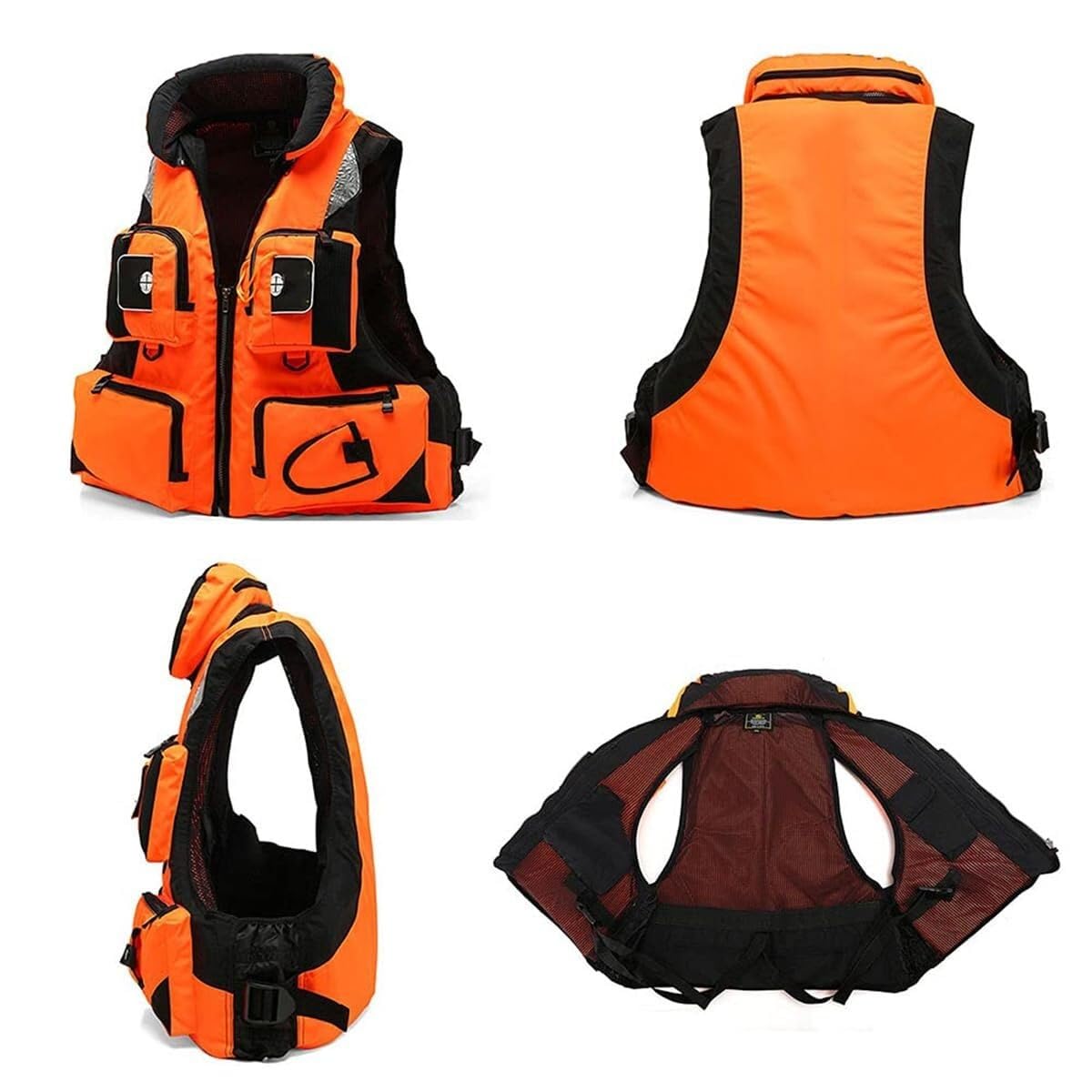 Chaleco de Kayak de Pesca para Adultos con Bolsa Desmontable de Múltiples Bolsillos Alta Flotabilidad Drenaje Rápido