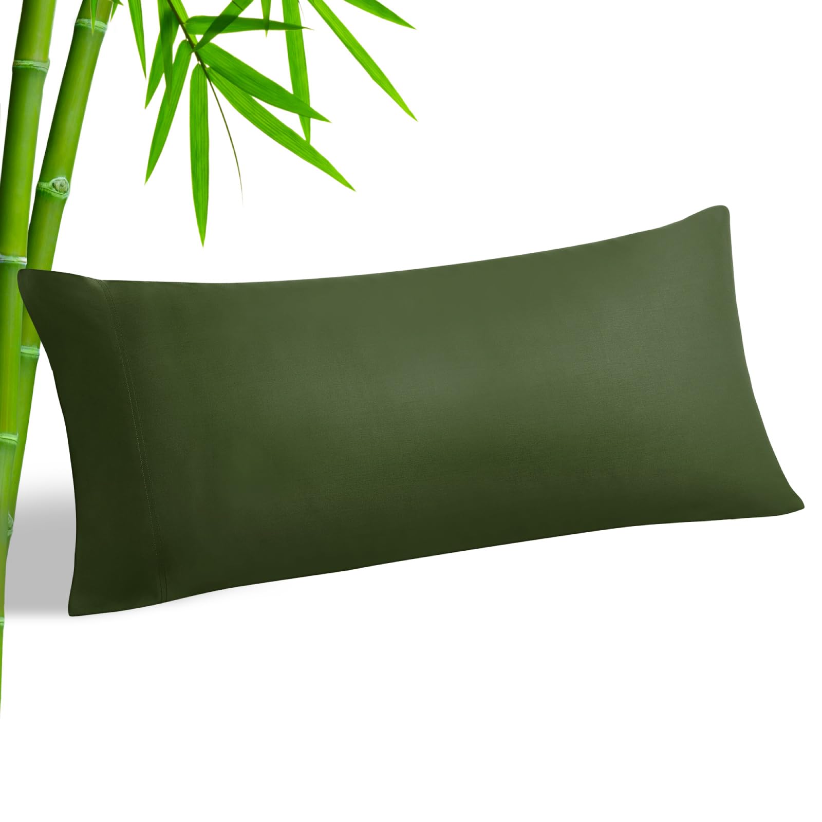 BEDELITE Body Pillow Pillowcase, Rayon from Bamboo, Olive Green, 20"x54"