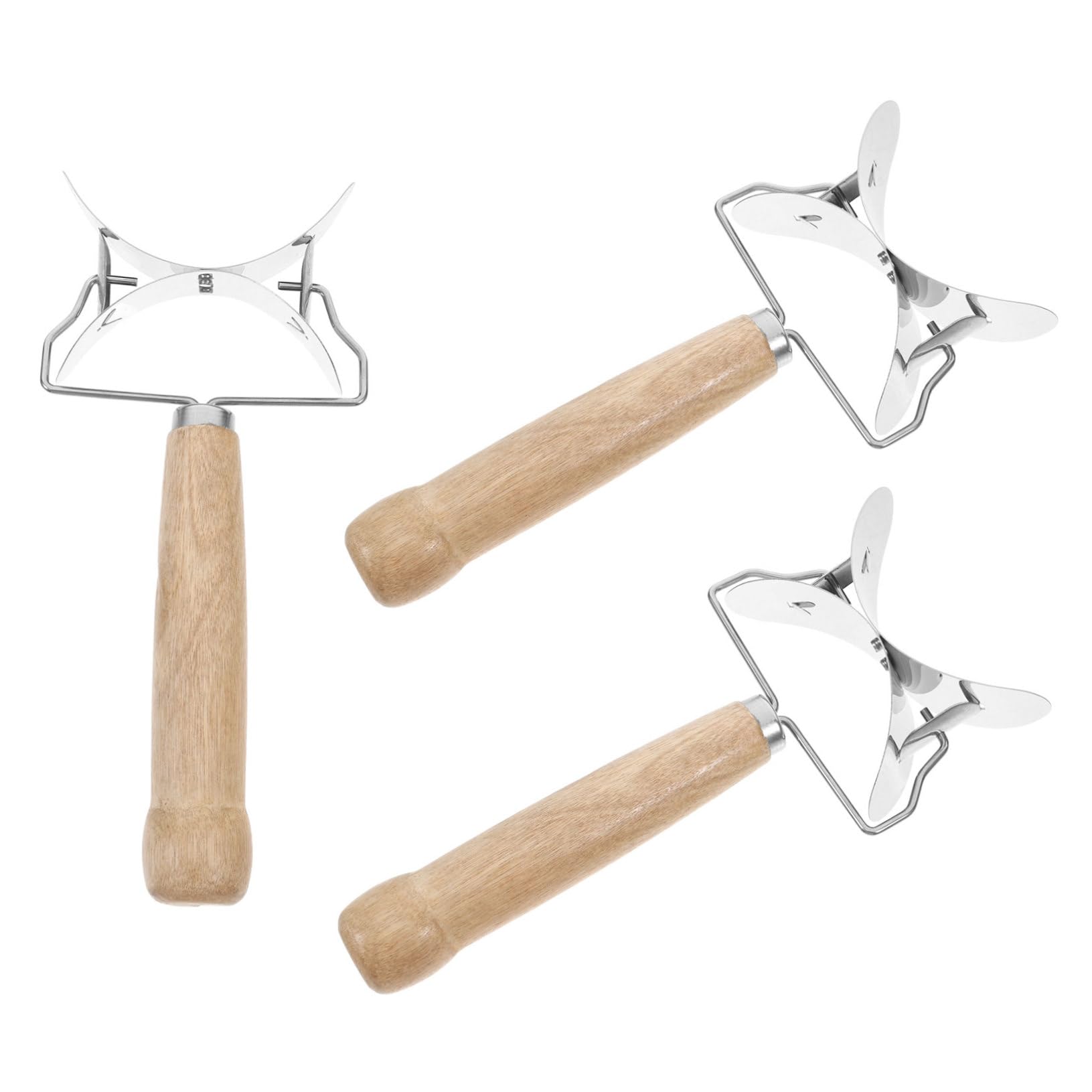 OFFSCH Wood Handle Dumpling Wrapper Cutter Lattice Dough Wheel Cutter Home Dumplings Mould