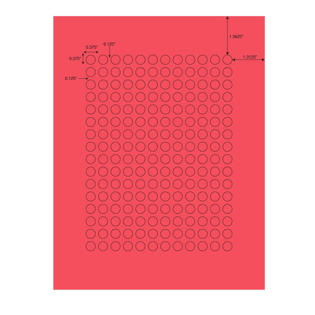 Globe Scientific LCS-D95RW Cryogenic Dots Label Sheet for 0.5-1.5mL Tube, 9.5mm Diameter, Assorted, Pack of 3840