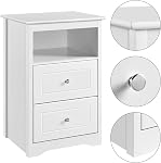 Yaheetech Nightstand with 2 Storage Compartments and 1 Cubby, Wooden Side End Table for Bedroom, Small Bedside Table for Living Room, White