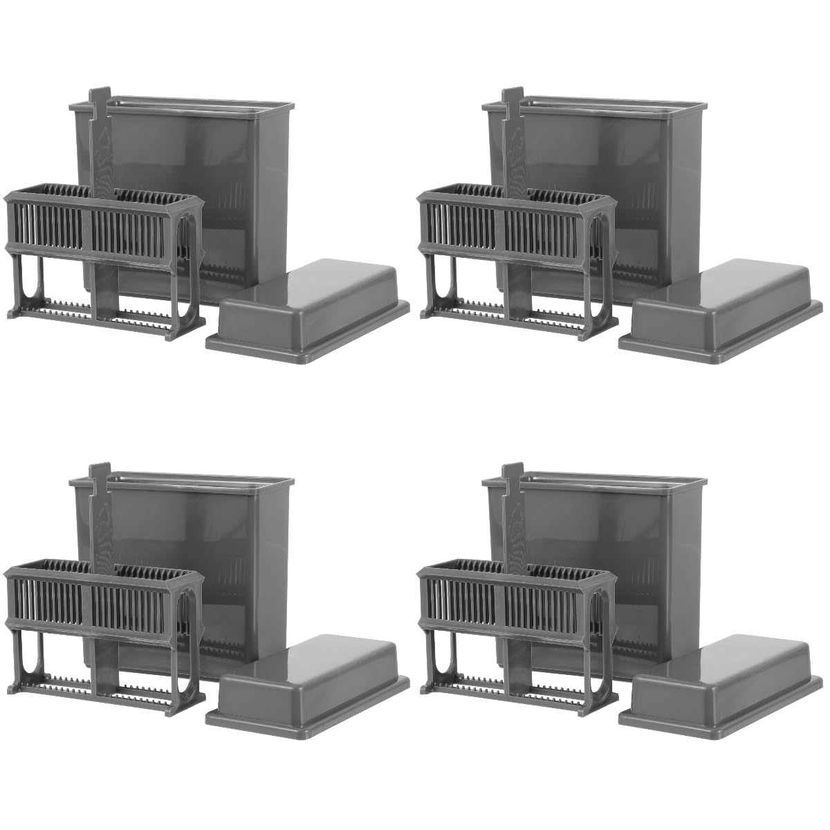 Ipetboom 4 Sets Plastic Microscope Slides Staining Rack Jar 24 Slots for Teaching Research