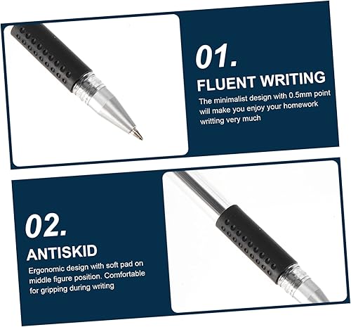 Miniatura 8 de 12 bolígrafos de tinta de gel de punta fina de 0.020 in, color negro, escritura suave para oficina, escuela, hogar, diseño ergonómico, agarre cómodo
