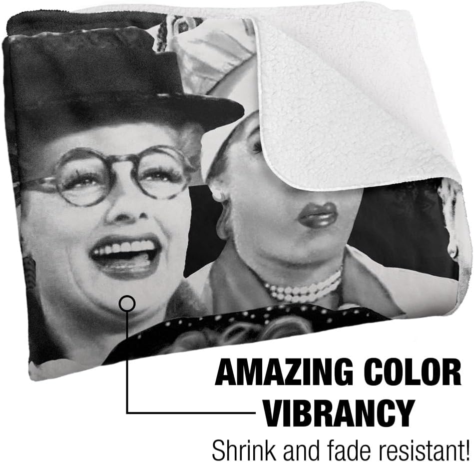 I Love Lucy Blanket, 50"x60", Faces Silky Touch Sherpa Back Super Soft Throw Blanket