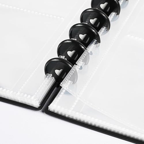 Vista 3 de Álbum de fotos de 4 x 6 pulgadas, fundas para libros con capacidad para 120 fotos horizontales, álbumes de fotos de bricolaje con 30 páginas Negro