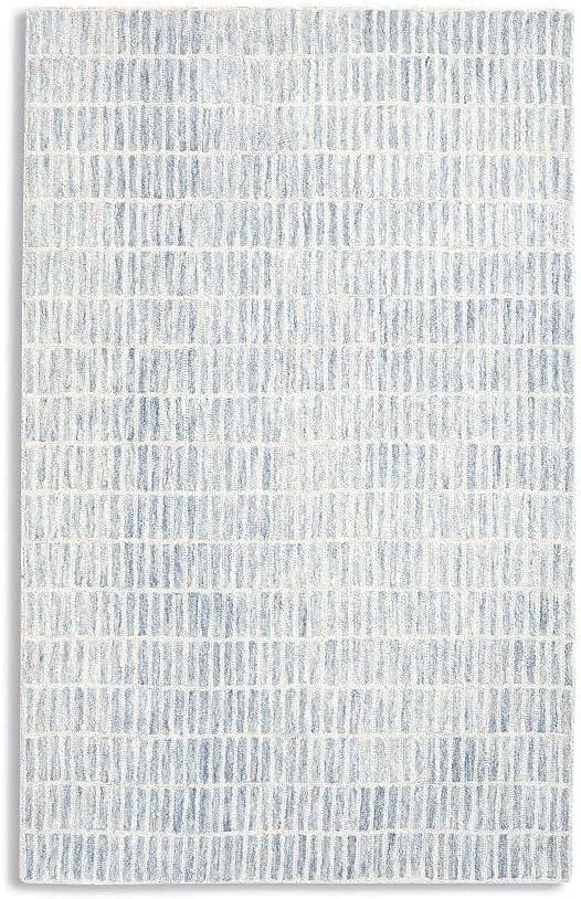 Premium Hand Tufted Traditional Area Rug – 100% New Zealand Wool, Non Slip, Luxury Carpet for Living Room & Dining Room – Capitola White – Handmade, Easy Care Capitola Blue- 5X8 ft
